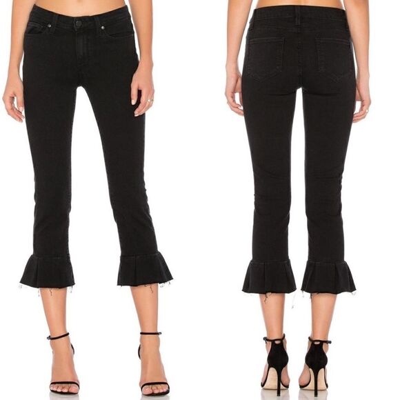 PAIGE Rafaela Raw Ruffled Hem Joannie No Whiskers Black - Picture 1 of 14